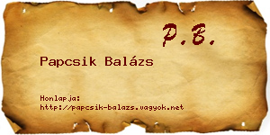 Papcsik Balázs névjegykártya