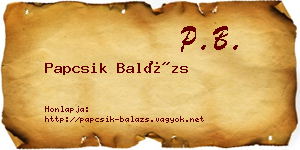 Papcsik Balázs névjegykártya